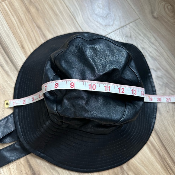 Mango Elegant Black Faux Leather Bucket Hat - Picture 3 of 3